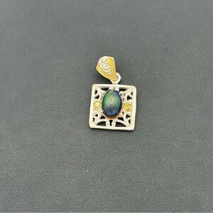 Sterling Silver and Gold Tone Multicolor Stone Pendant